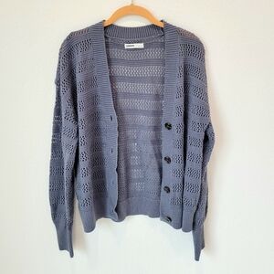 Sonoma Soft Blue Hollow Knit Button-Up Cardigan Women’s L